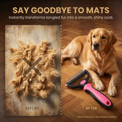 Double-Sided Dematting Rake for Dogs & Cats