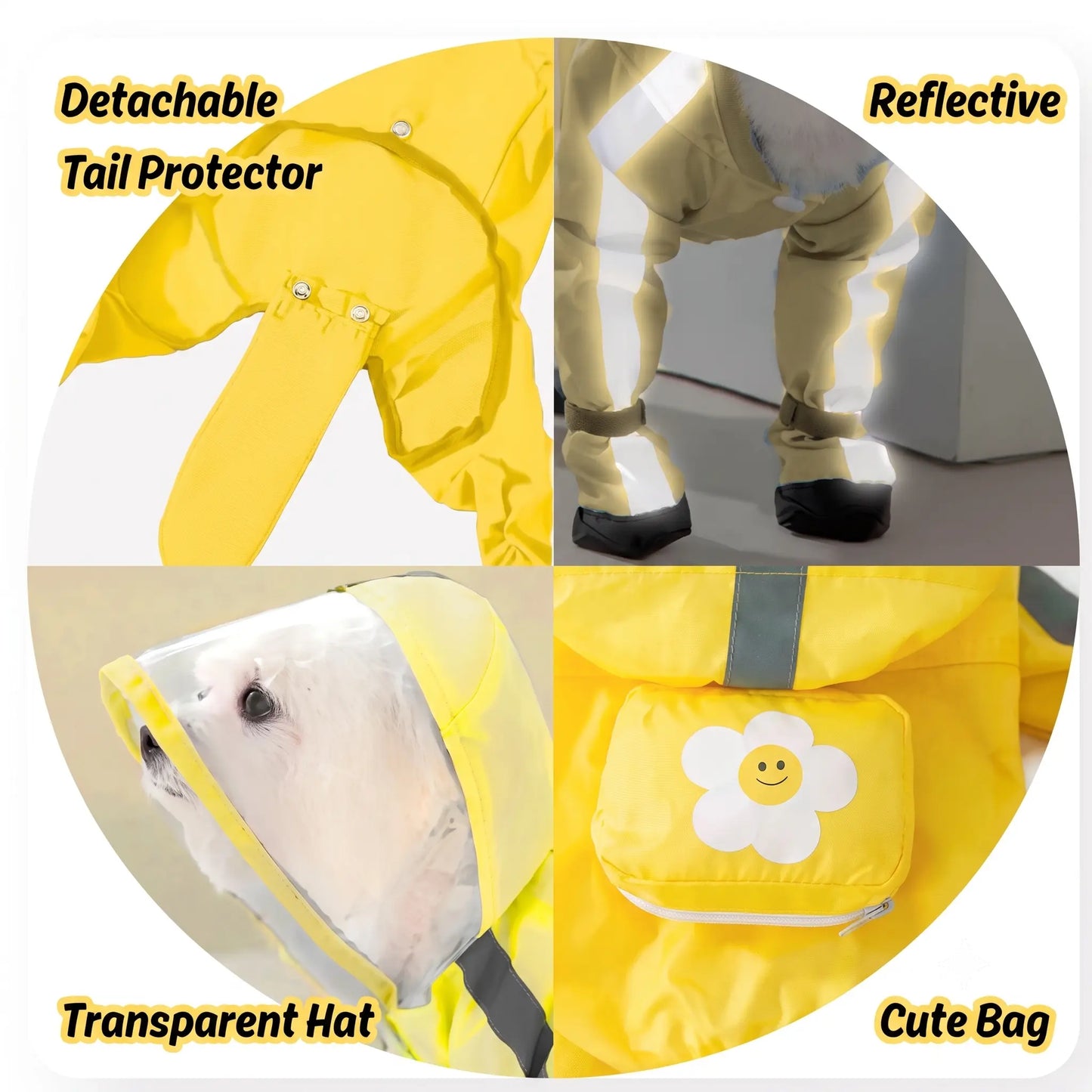 4-Leg Waterproof Dog Raincoat Full Body Rain Jacket for Dogs