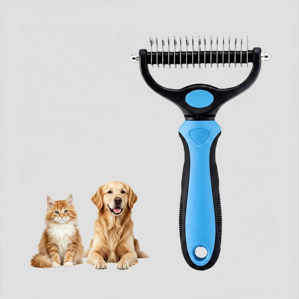 Double-Sided Dematting Rake for Dogs & Cats