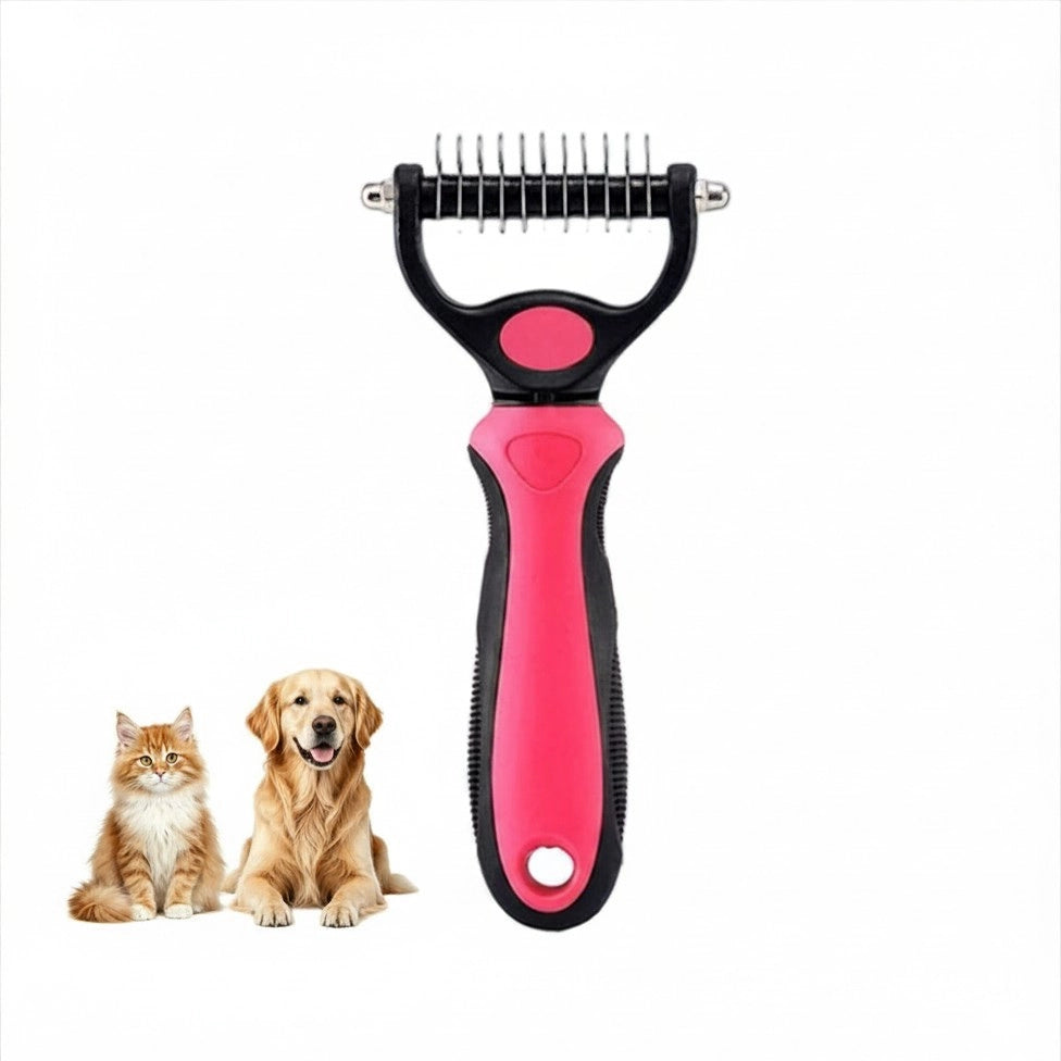 Double-Sided Dematting Rake for Dogs & Cats
