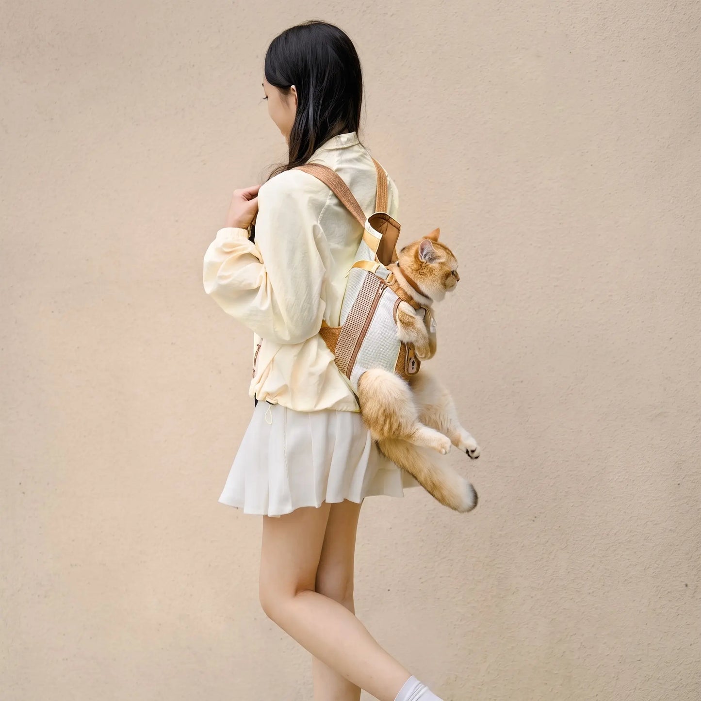 Portable Dog &Cat Carrier Bag-Double Shoulder with Chest Strap