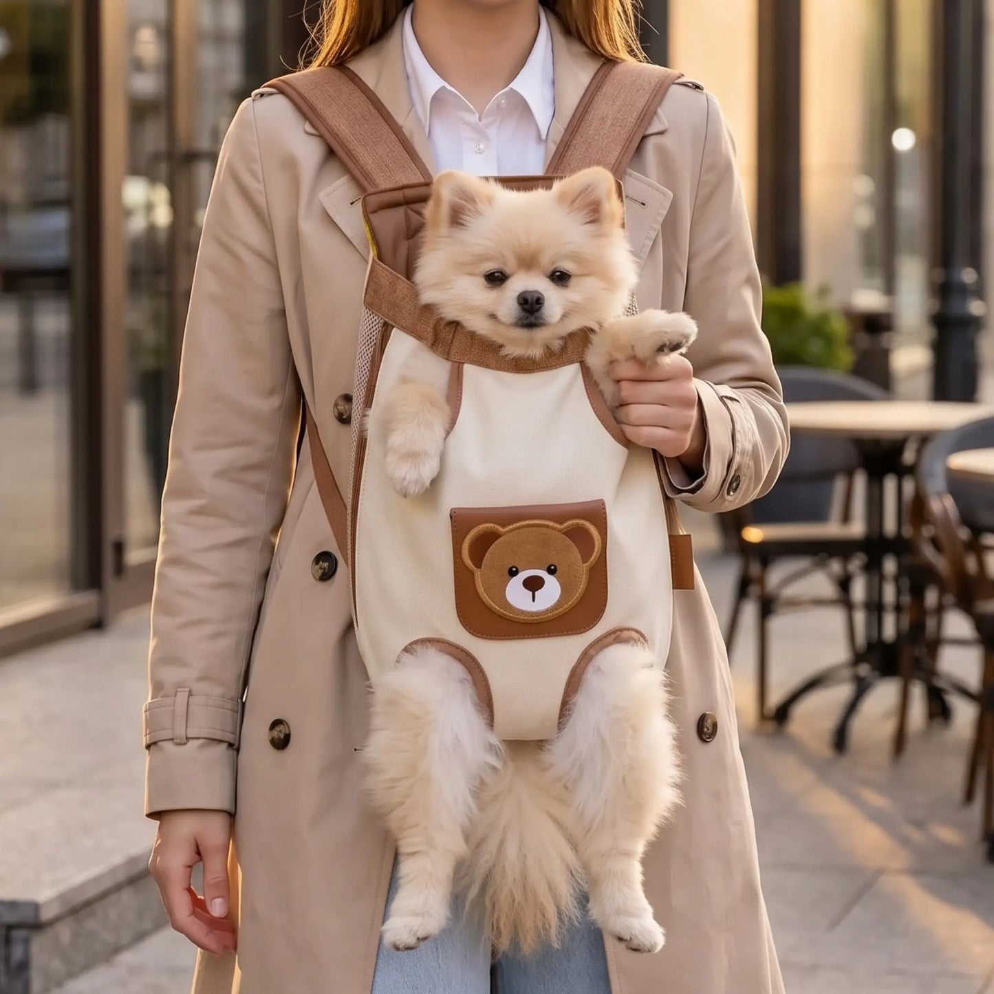 Portable Dog &Cat Carrier Bag-Double Shoulder with Chest Strap