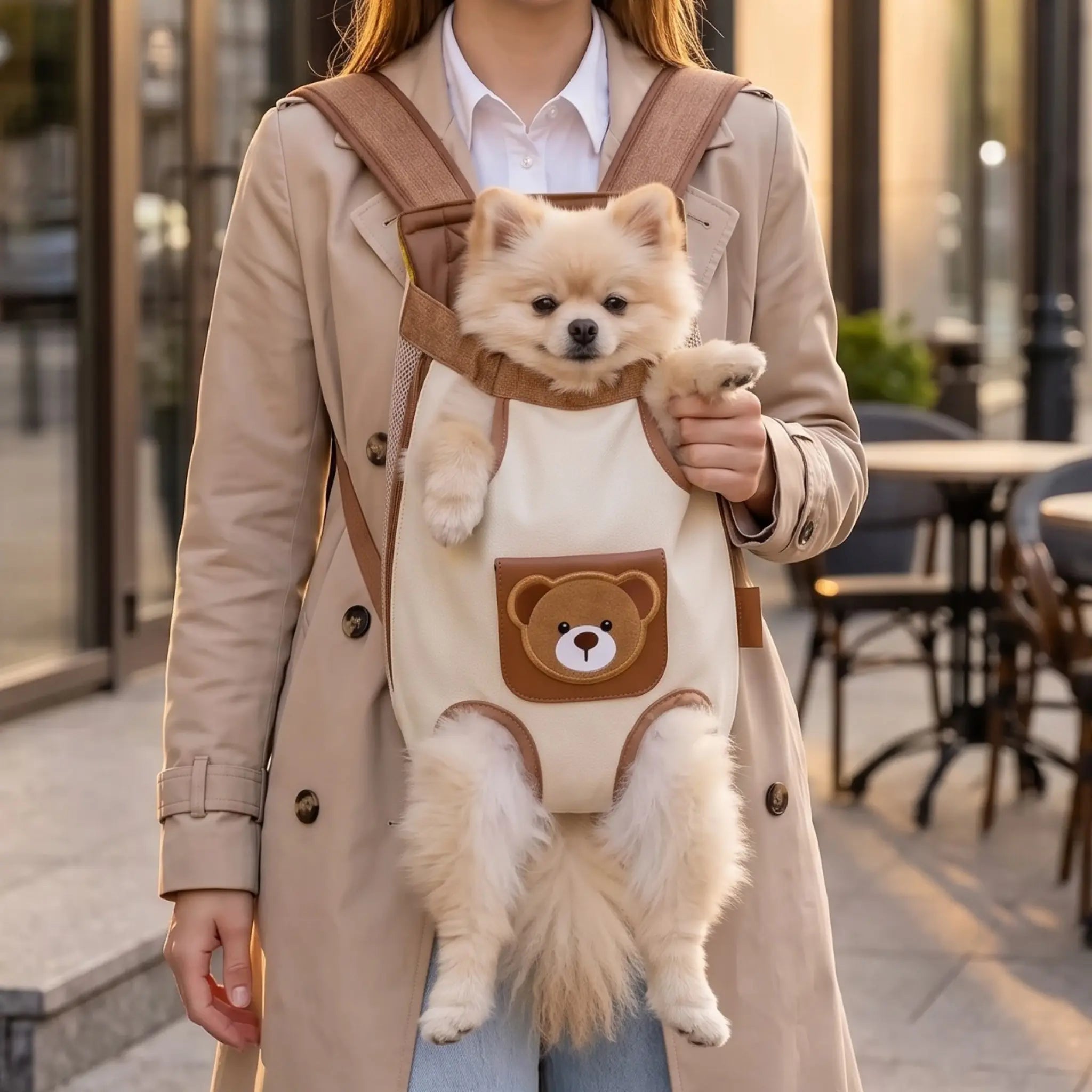 Portable Dog &Cat Carrier Bag-Double Shoulder with Chest Strap