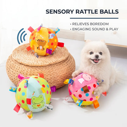 Squeaky Plush Dog Toy Ball - Ringing Bell Chew Toy for Dogs