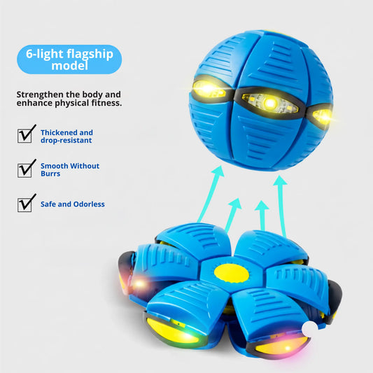 UFO Bouncing Ball Dog Toy - LED Flash Interactive Pet Toy