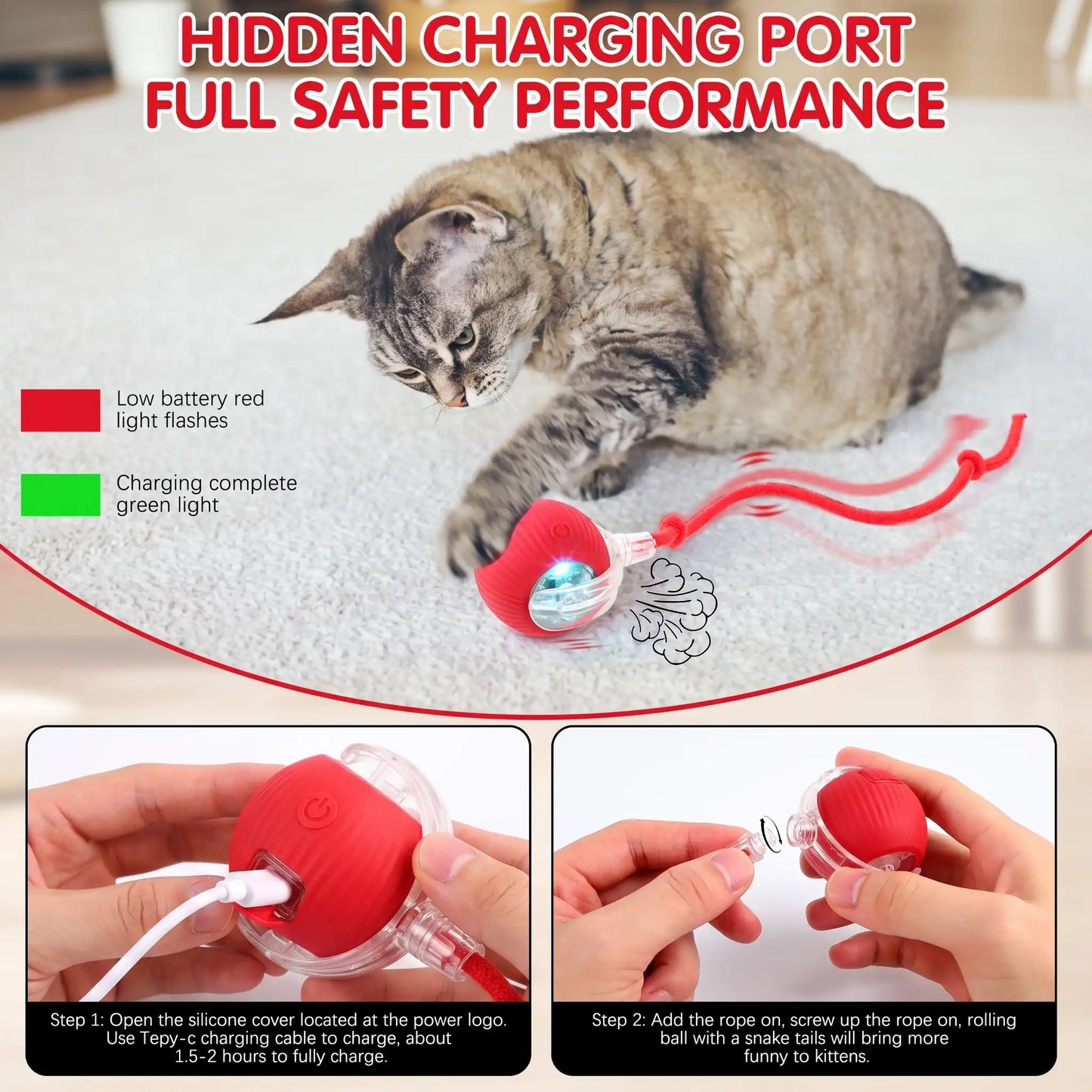 360° Auto Rolling Smart Pet Ball — Interactive Toy for Dogs & Cats