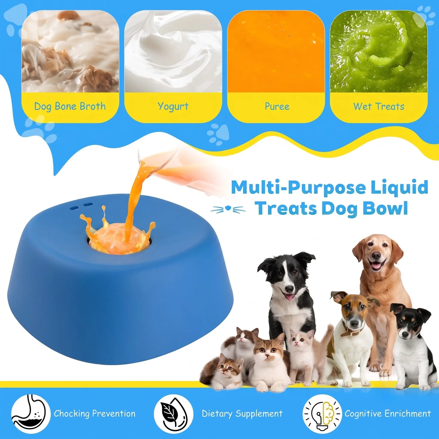 Slow Feeder Dog Bowl Non-Slip Licking Mat Bowl