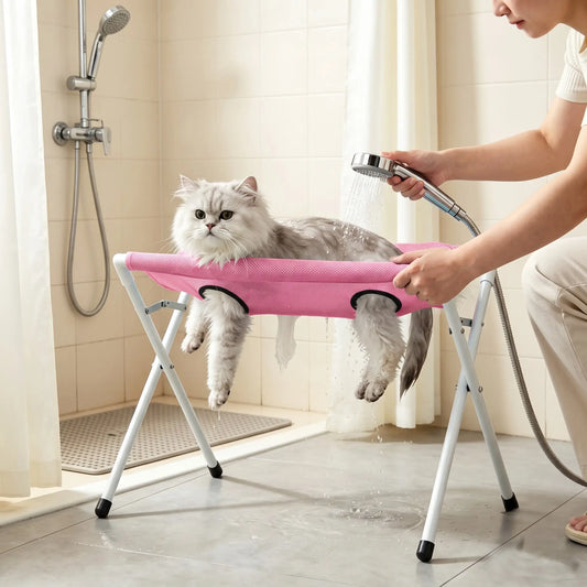 Foldable Pet Bath Hammock — Grooming Stand for Cats & Dogs