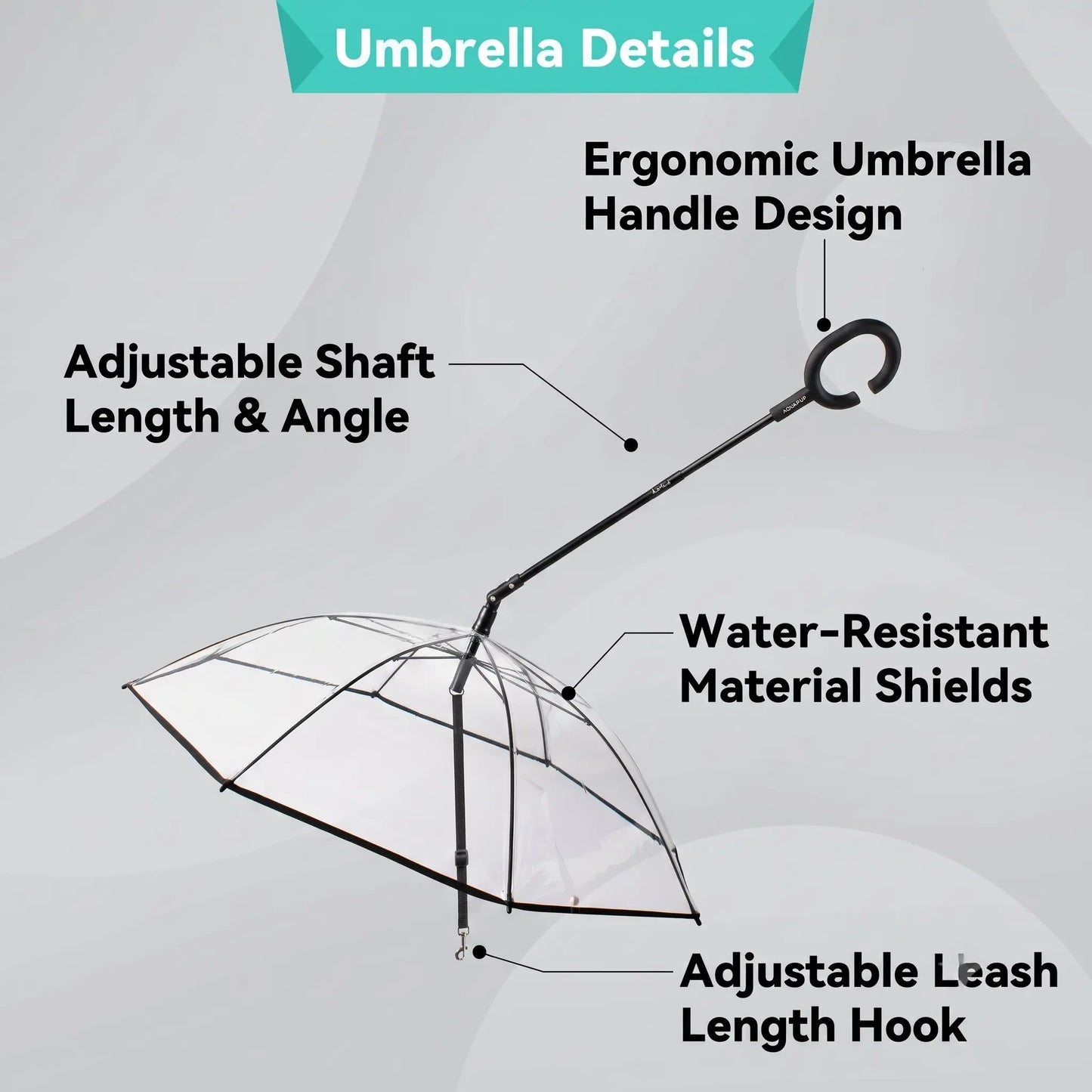 Clear Dog Umbrella with Leash — Keeps Small Dogs Dry on Rainy Walks