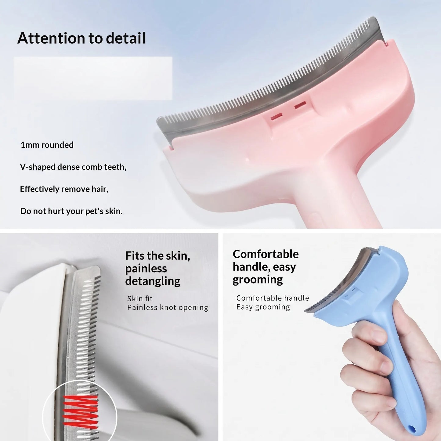 2-in-1 Cat Deshedding Brush - Fur Thinning & Grooming Comb