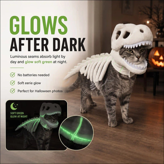 Dinosaur Skeleton Pet Costume — Headgear for Dogs & Cats