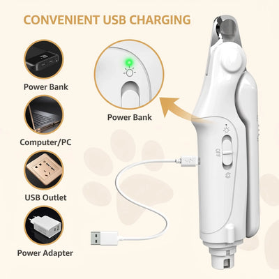 2-in-1 Dog Nail Clippers & Grinder-Electric Pet Nail Trimmer