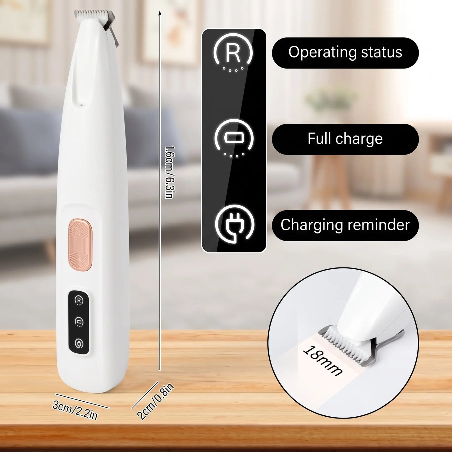 Electric Dog Paw Trimmer - LED Light, Low Noise, Rechargeable
