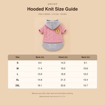 Hooded Cable Knit Winter Dog Sweater