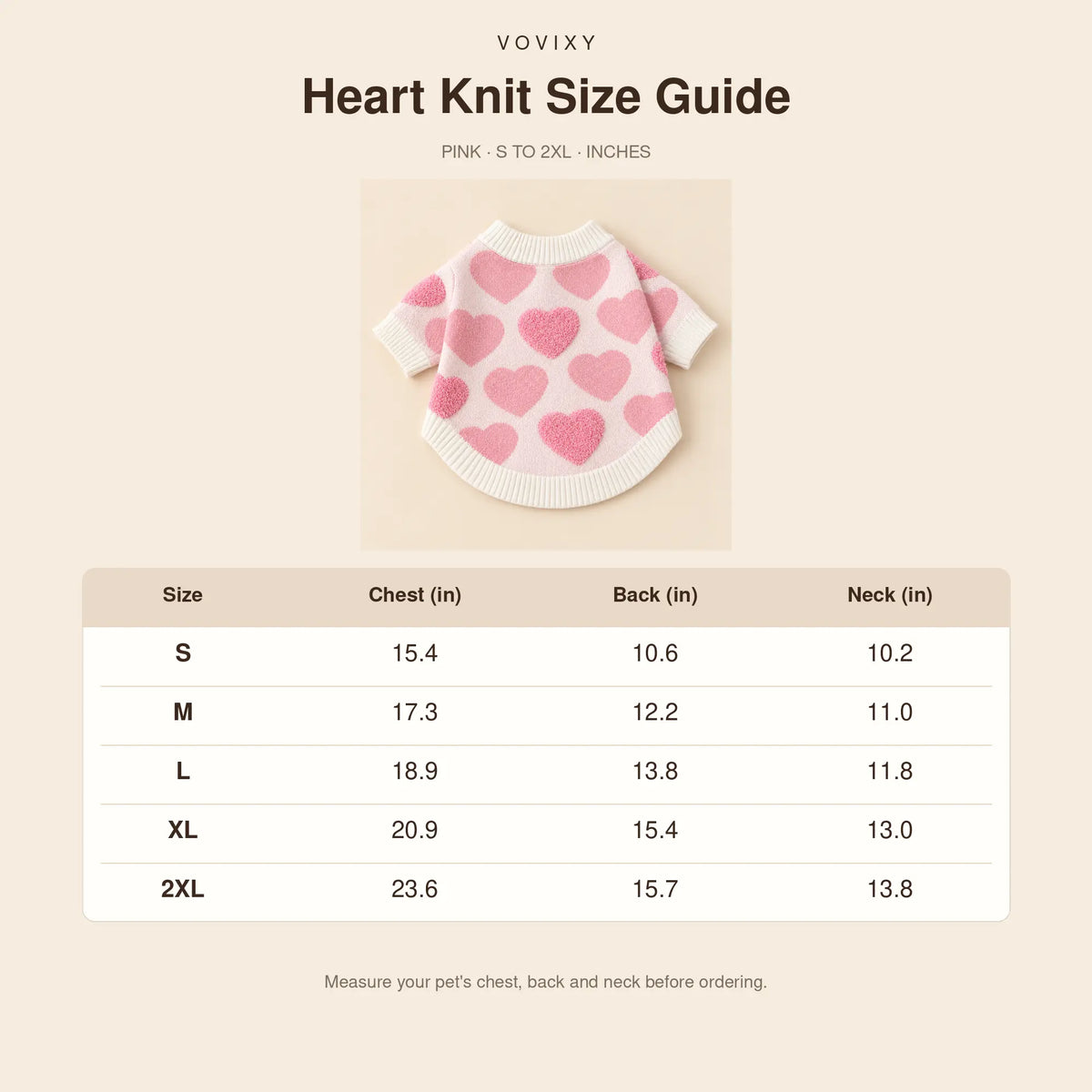 Pink Heart Knit Winter Dog Sweater