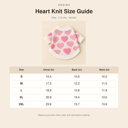 Pink Heart Knit Winter Dog Sweater