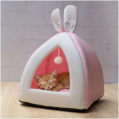 Cozy Rabbit Ear Cat Cave – Plush Pet Bed for Cats & Small Dogs